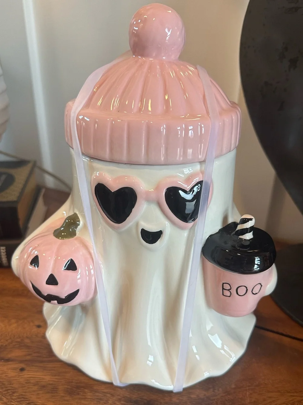 Pink Ghost Coffee Cup Ceramic Cookie Jar Pink Pumpkin Halloween Pinkoween Decor
